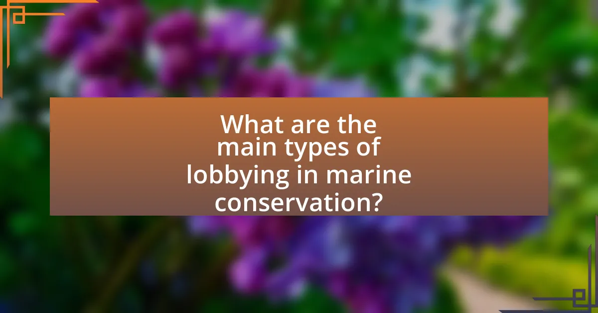 What are the main types of lobbying in marine conservation?