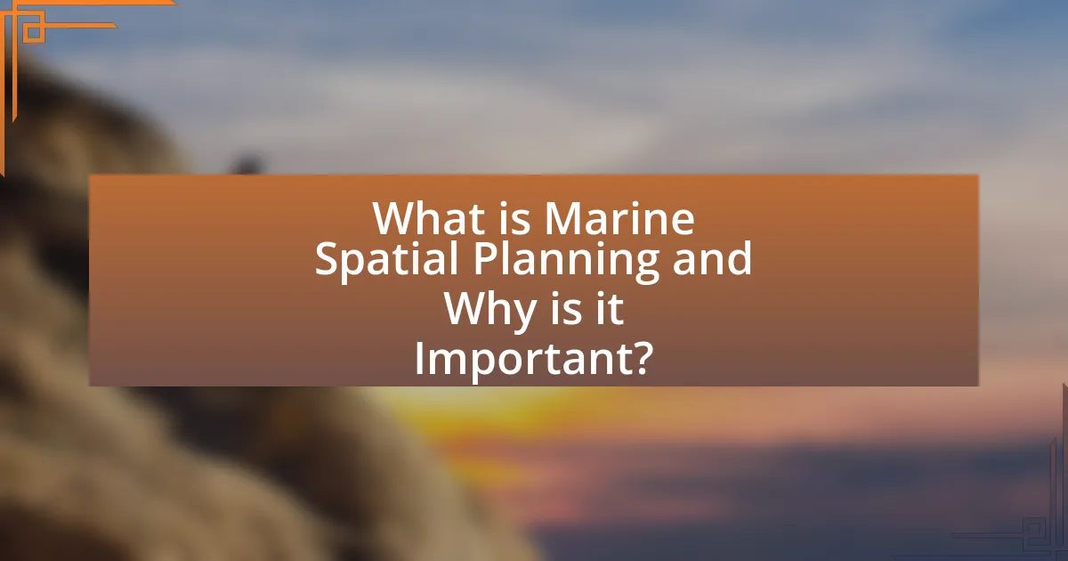 What is Marine Spatial Planning and Why is it Important?
